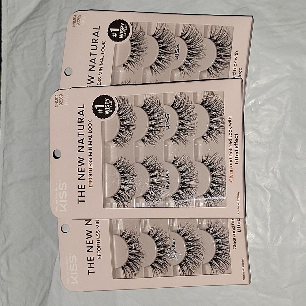 Kiss NNM04 The New Natural Wispy Style High Bun False Lashes 4pk, Lot of 3